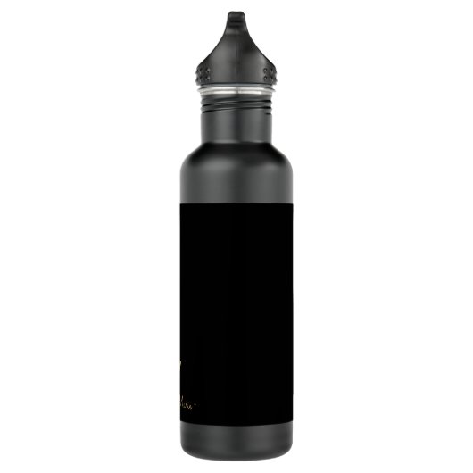 Modern Black Gold Script Monogram Edelstahlflasche (Rechts)