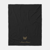 Modern Black Gold Script Monogram Fleecedecke (Vorderseite)