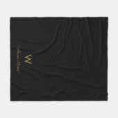 Modern Black Gold Script Monogram Fleecedecke (Vorderseite (Horizontal))