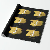 Modern Black & Gold Script Monogram Geschenkpapier (Ungerollt)