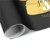 Modern Black & Gold Script Monogram Geschenkpapier (Rolleneckpunkt)