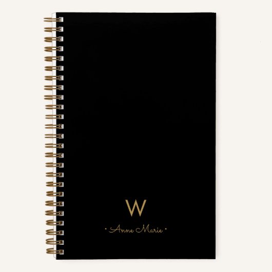 Modern Black Gold Script Monogram Notizblock (Vorderseite)