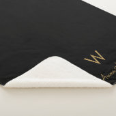 Modern Black Gold Script Monogram Sherpadecke (3/4)