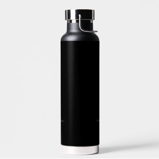 Modern Black Gold Script Monogram Trinkflasche (Links)