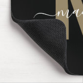 Modern Black Gold Script Name Initial Monogram Mousepad (Ecke)