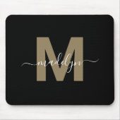 Modern Black Gold Script Name Initial Monogram Mousepad (Vorne)
