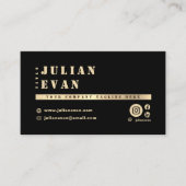 Modern Black & Gold Shiny Stencil Bold Typografie Visitenkarte (Vorderseite)