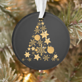 Modern Black Gold Snowflakes Weihnachtsbaum Ornament