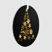 Modern Black Gold Snowflakes Weihnachtsbaum Ornament (Vorderseite)