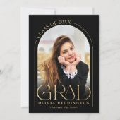 Modern Black Gold Typografie 2 Foto Arch Grad Ankündigung (Vorderseite)