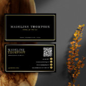 Modern Black Gold Typografie QR-Code Visitenkarte