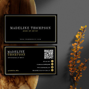 Modern Black Gold Typografie QR-Code Visitenkarte