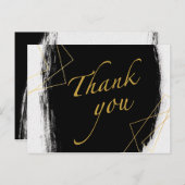 Modern Black & Gold Watercolor GeometricThank you Postkarte (Vorne/Hinten)