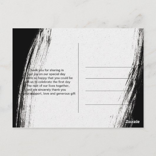 Modern Black & Gold Watercolor GeometricThank you Postkarte (Rückseite)