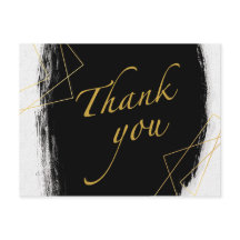 Modern Black & Gold Watercolor GeometricThank you