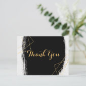 Modern Black & Gold Watercolor GeometricVielen Dan Postkarte (Stehend Vorderseite)