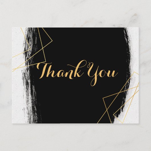 Modern Black & Gold Watercolor GeometricVielen Dan Postkarte (Vorderseite)