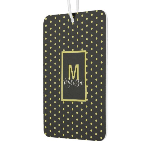 Modern Black Golden Circle Pattern Monogram Autolufterfrischer (Links)