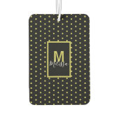 Modern Black Golden Circle Pattern Monogram Autolufterfrischer (Rückseite)