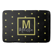 Modern Black Golden Circle Pattern Monogram Badematte (Vorderseite)