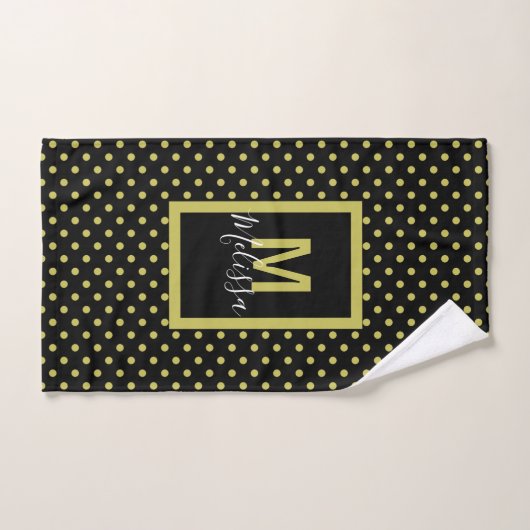 Modern Black Golden Circle Pattern Monogram Badhandtuch Set (Handtuch)