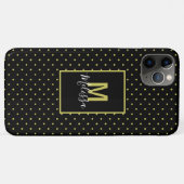 Modern Black Golden Circle Pattern Monogram Case-Mate iPhone Hülle (Rückseite (Horizontal))