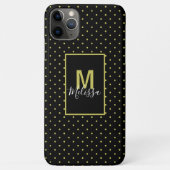 Modern Black Golden Circle Pattern Monogram Case-Mate iPhone Hülle (Rückseite)