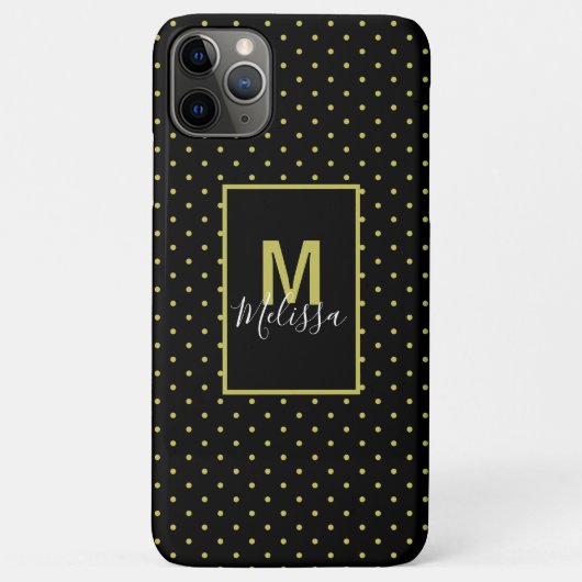 Modern Black Golden Circle Pattern Monogram Case-Mate iPhone Hülle (Rückseite)
