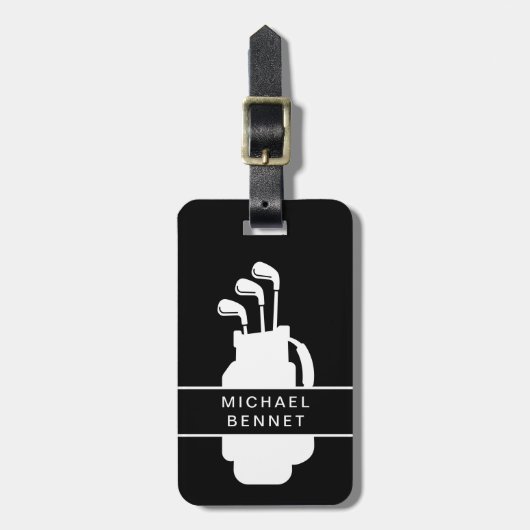 Modern Black Golf Sport Gepäckanhänger (Vorderseite vertikal)