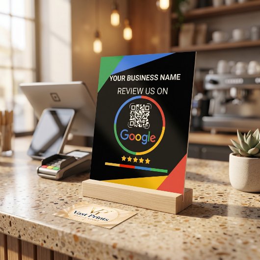 Modern Black Google Review QR Code Acrylschild
