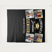 Modern Black Graduation 4 Photo Booth Backdrop Wandteppich (Vorderseite (Horizontal))