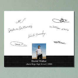 Modern Black Graduation Party Signing Guest Fotodruck