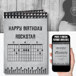 Modern Black Gray Rockstar Vater Happy Birthday Karte