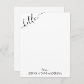 Modern Black Gray Script Slanted Hello from Couple Mitteilungskarte (Vorne/Hinten)