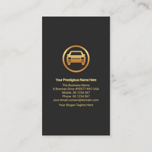 Modern Black Gray Triangle Gold Line Auto Details Visitenkarte (Rückseite)