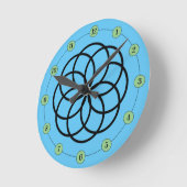 Modern Black Green Blue Blume Design Runde Wanduhr (Winkel)