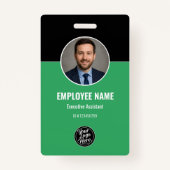 Modern Black Green Employee Identification Card Ausweis (Vorderseite)