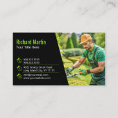 Modern Black Green Lawn Mowing Landscaping Visitenkarte (Rückseite)