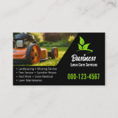 Modern Black Green Lawn Mowing Landscaping Visitenkarte (Vorderseite)