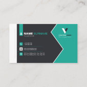 Modern Black Green Visitenkarte (Rückseite)