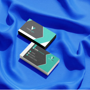 Modern Black Green Visitenkarte