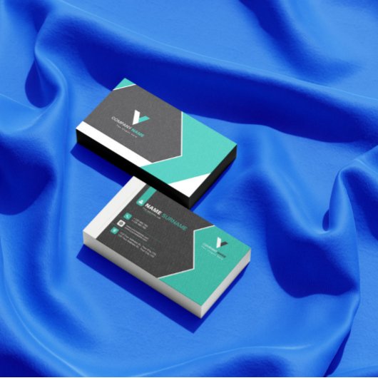 Modern Black Green Visitenkarte