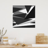 Modern Black, Grey, & White Geometric Triangles Poster (Küche)