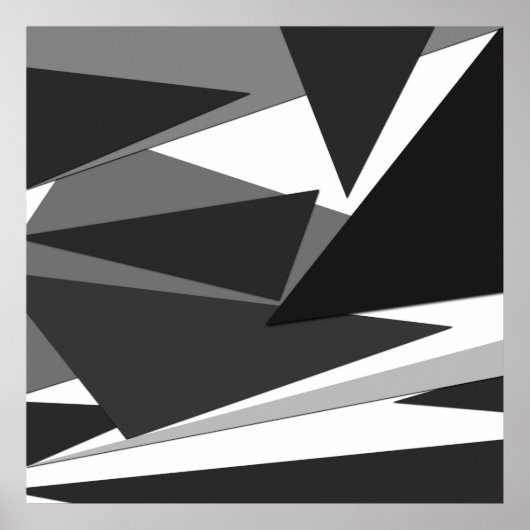 Modern Black, Grey, & White Geometric Triangles Poster (Vorne)
