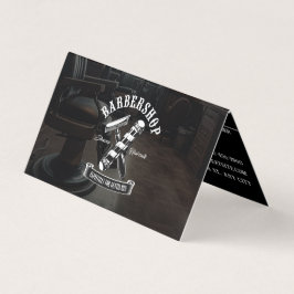 Modern Black Hair Stylist Barbershop Folded Visitenkarten