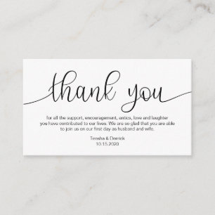 Modern Black Hand Lettered, Wedding Danke Begleitkarte