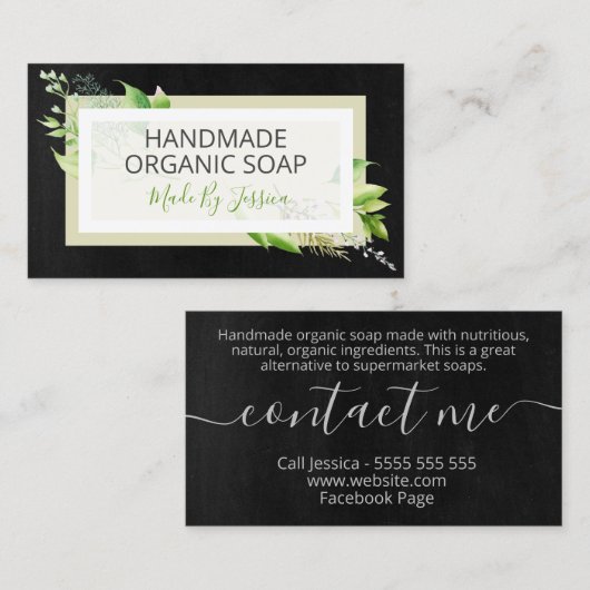 Modern Black Handmade Soap Soft Melt Kerze Visitenkarte (Vorne/Hinten)