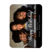 Modern Black Happy Birthday Custom Foto Magnet (Vertikal)