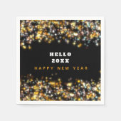 Modern Black Happy New Year Gold Glitzer Sparkling Serviette (Vorderseite)
