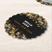 Modern Black Happy New Year Gold Glitzer Sparkling Untersetzer (angewinkelt)
